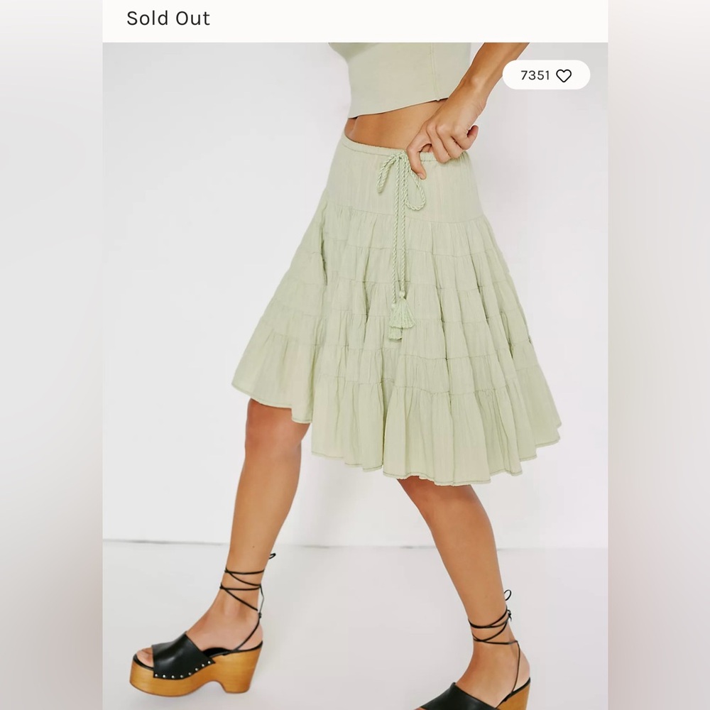 Free People Washed Sage Tiered Midi Skirt